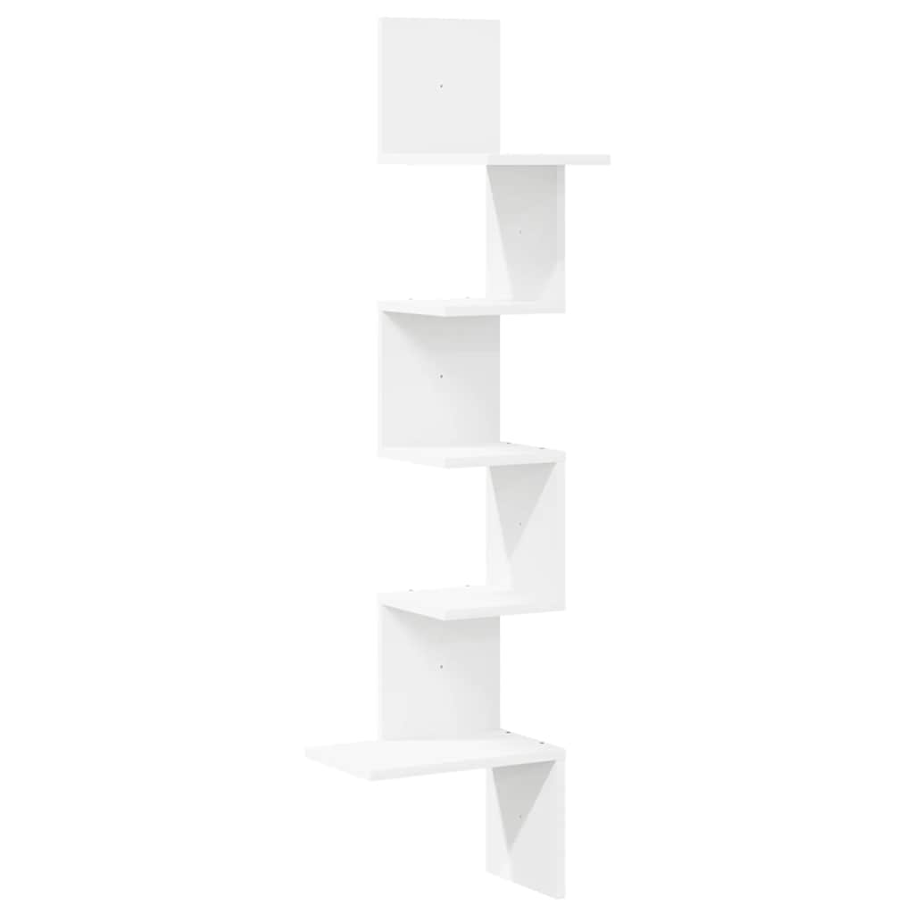 fehér forgácslap fali sarokpolc 32x32x127,5 cm