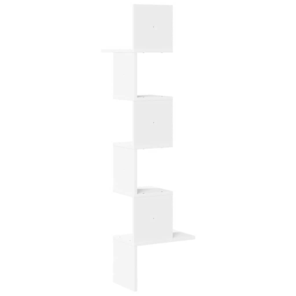 fehér forgácslap fali sarokpolc 32x32x127,5 cm