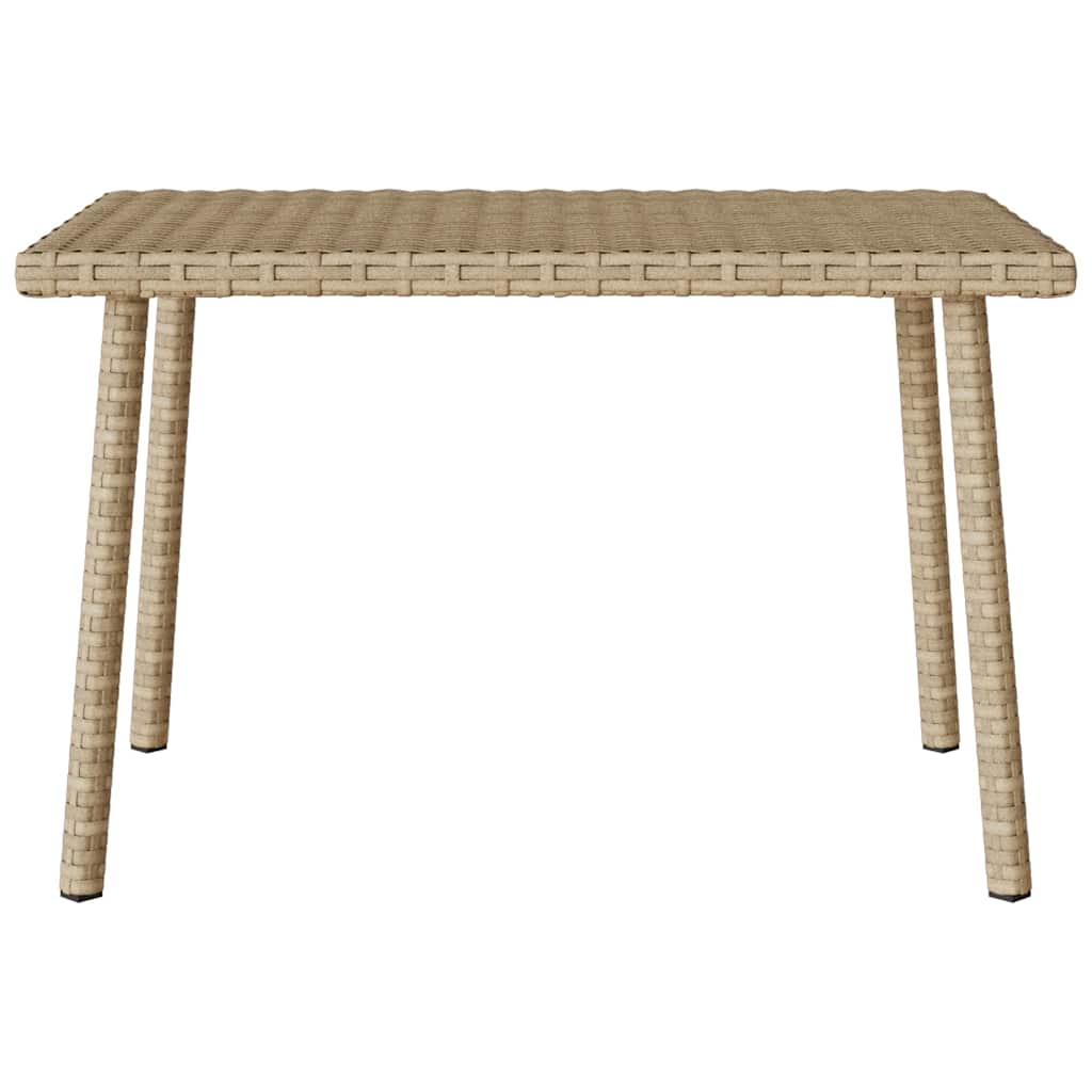 téglalap bézs polyrattan kerti dohányzóasztal 60x40x37cm