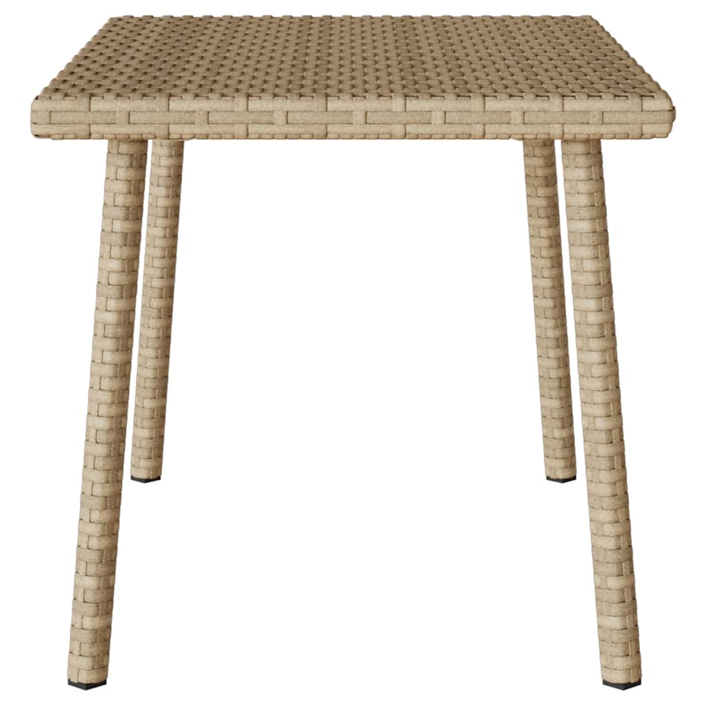téglalap bézs polyrattan kerti dohányzóasztal 60x40x37cm