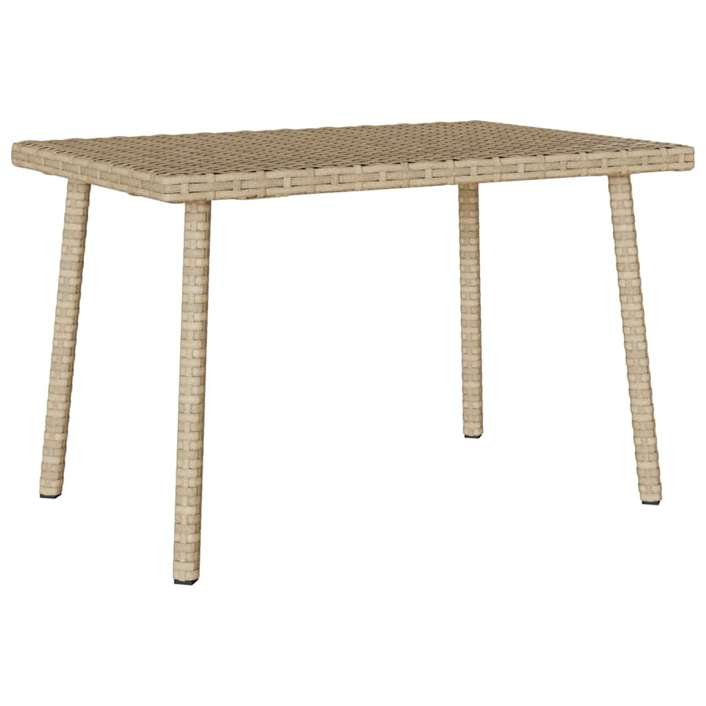 téglalap bézs polyrattan kerti dohányzóasztal 60x40x37cm
