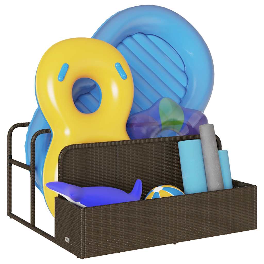 barna polyrattan medence melletti úszótároló 110x100x57 cm