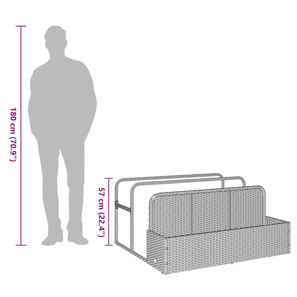 barna polyrattan medence melletti úszótároló 110x100x57 cm