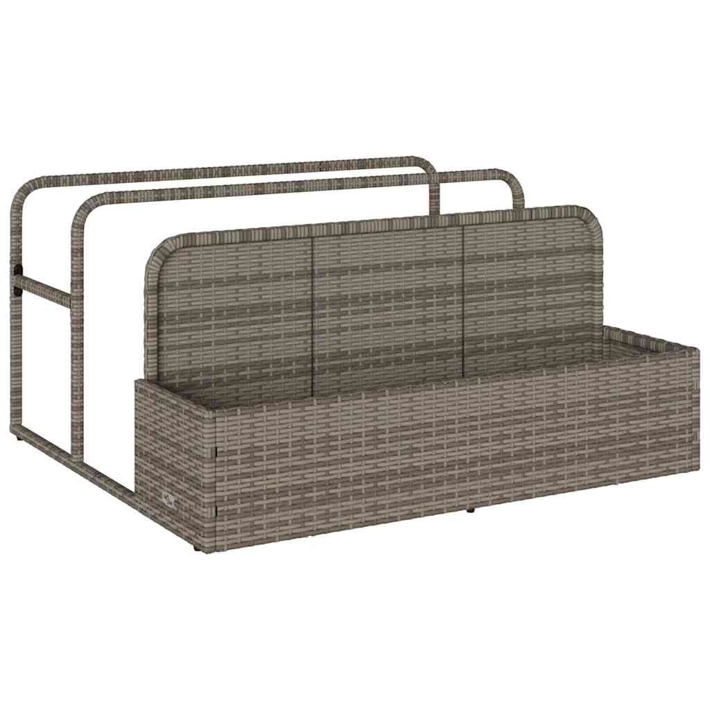szürke polyrattan medence melletti úszótároló 110x100x57 cm