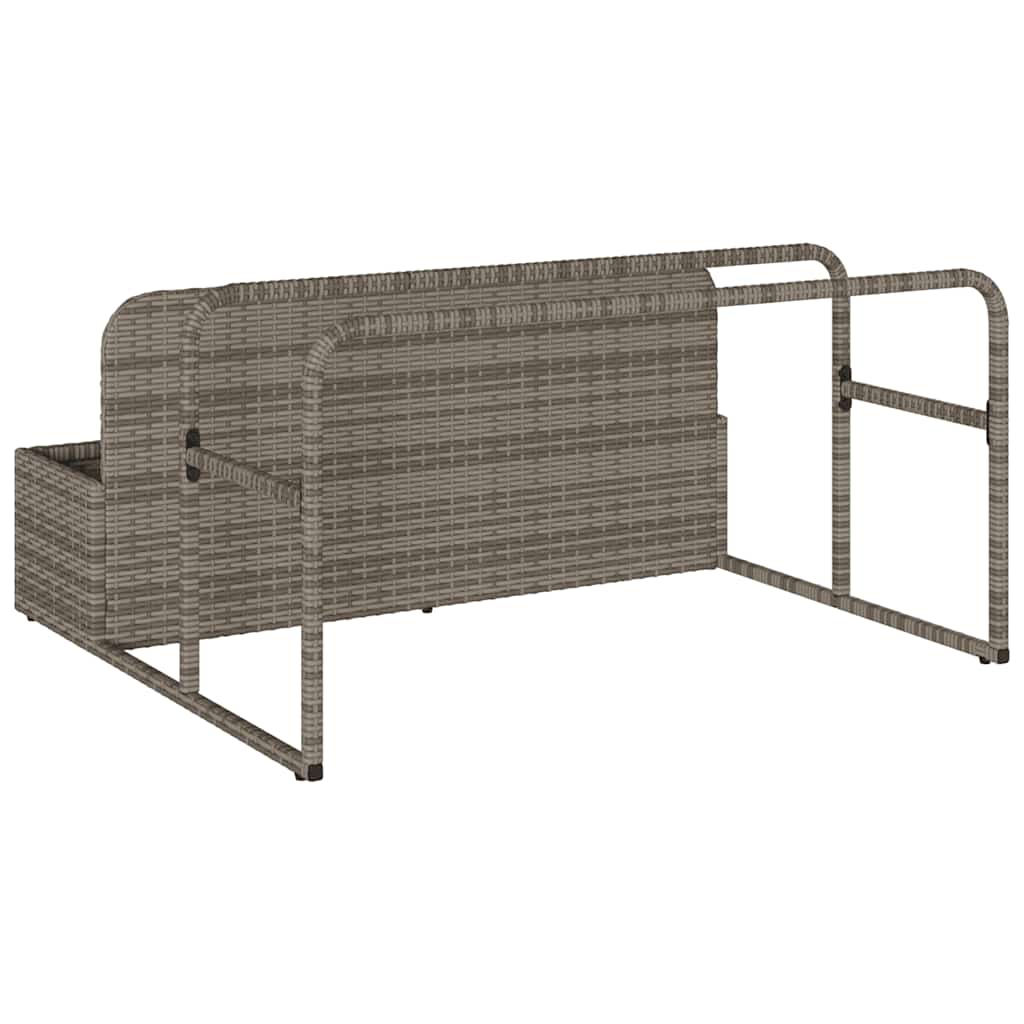 szürke polyrattan medence melletti úszótároló 110x100x57 cm