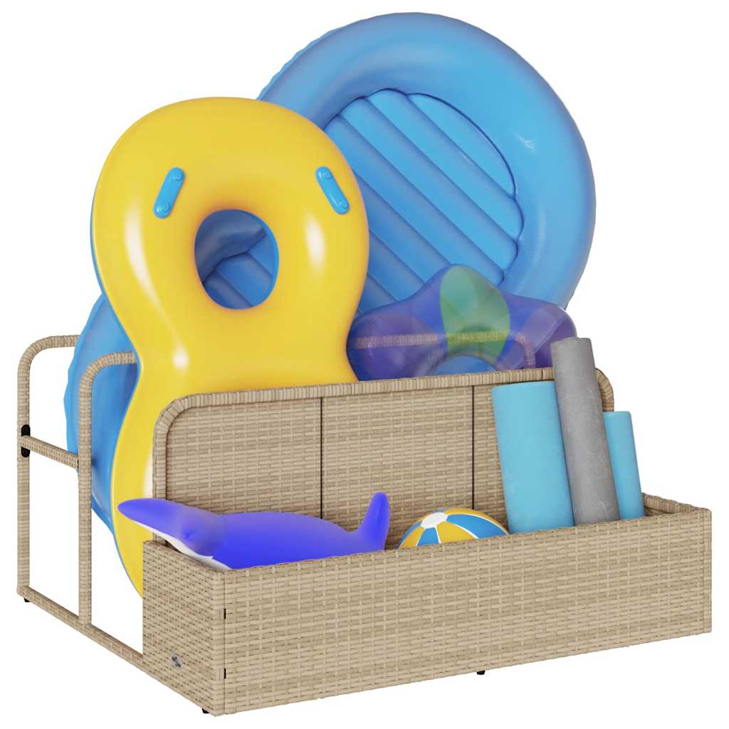 bézs polyrattan medence melletti úszótároló 110x100x57 cm