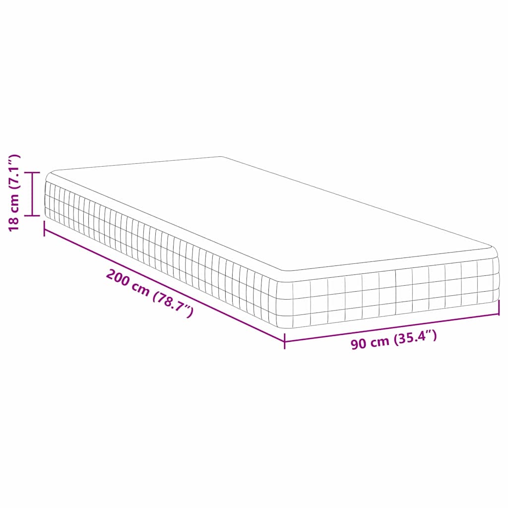 Matrac Fehér és Szürke 90 x 200 cm Bonell Rugó