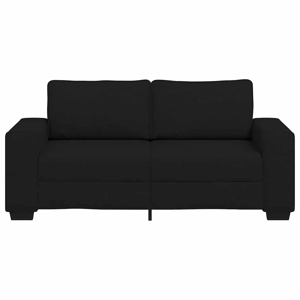 kétszemélyes fekete szövetkanapé 140 cm