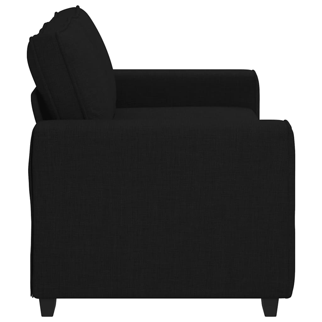 kétszemélyes fekete szövetkanapé 140 cm