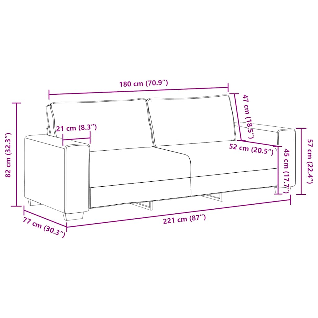 3 személyes sötétszürke szövet kanapé 180 cm