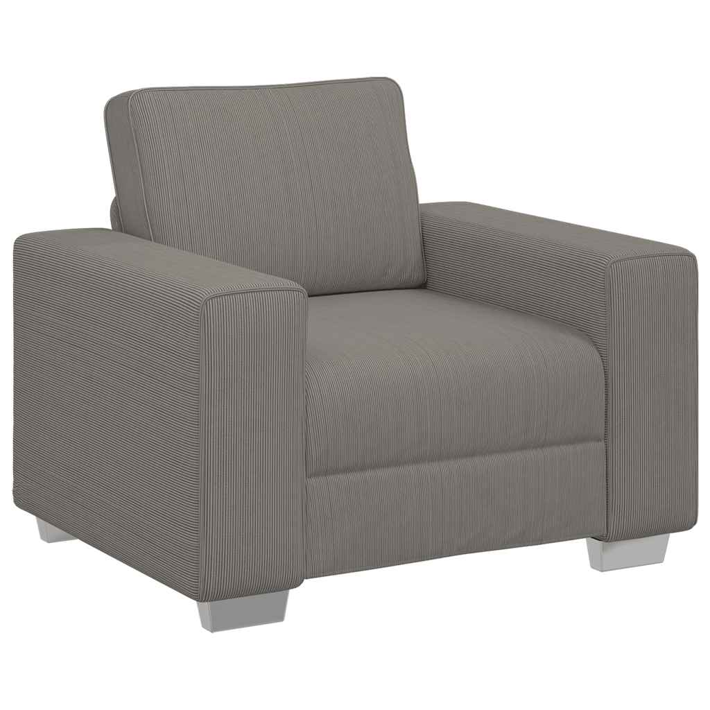 világosszürke kordbársony szövet kanapéfotel 60 cm