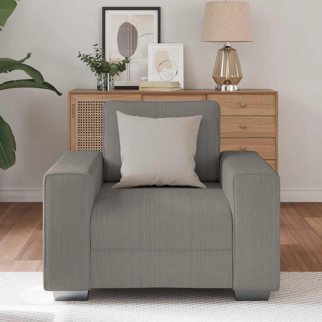 világosszürke kordbársony szövet kanapéfotel 60 cm