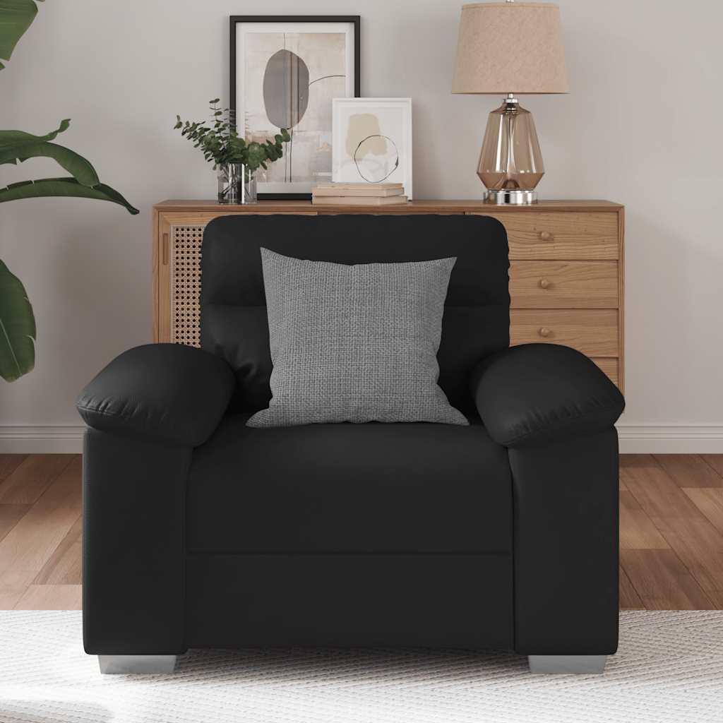 fekete műbőr kanapéfotel 60 cm
