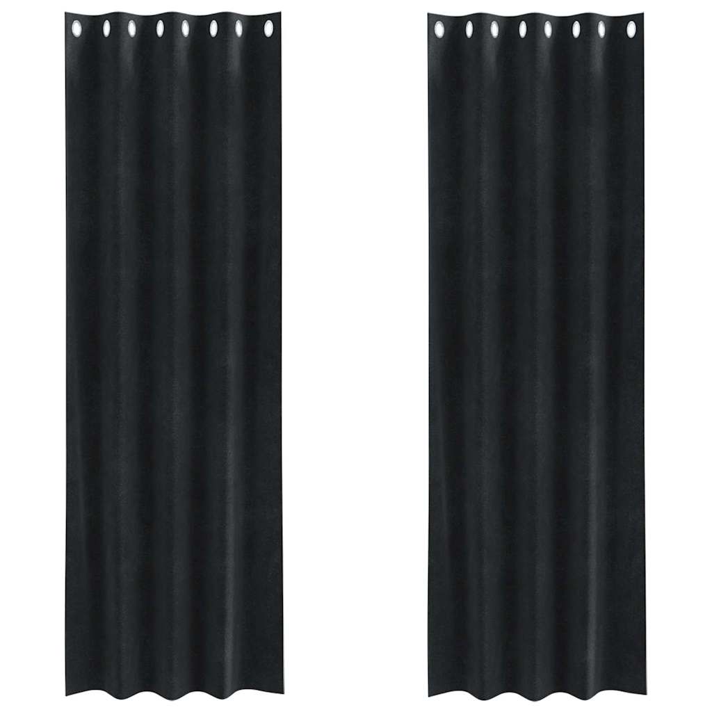 Függönyök függönyökkel 2 pcs Fekete 140 x 245 cm Bársony