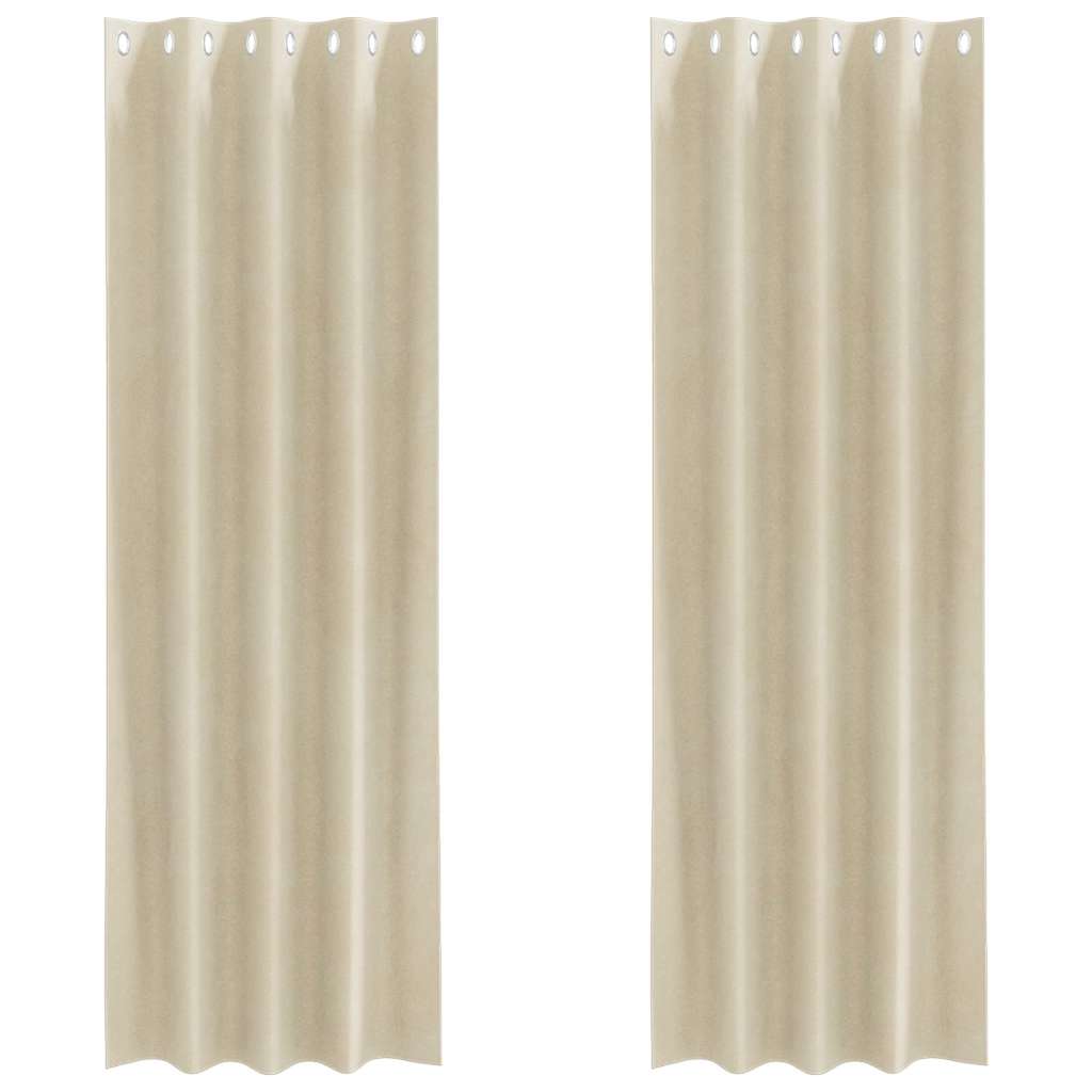 Függönyök függönyökkel 2 pcs Krém 140 x 245 cm Bársony