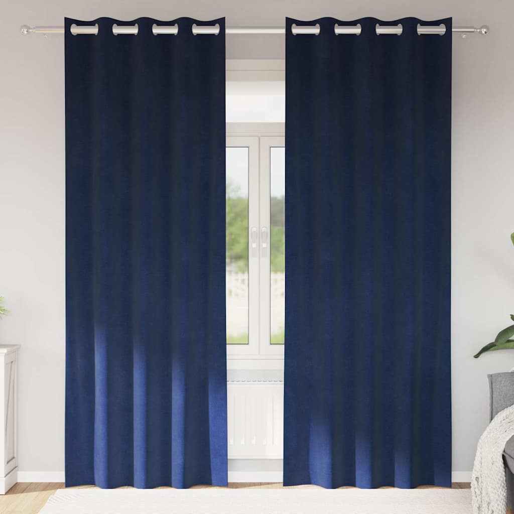 Függönyök függönyökkel 2 pcs Sötétkék 140 x 260 cm Bársony