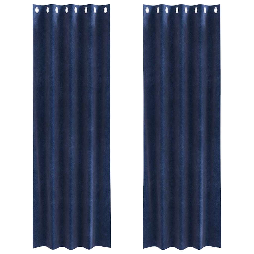Függönyök függönyökkel 2 pcs Sötétkék 140 x 260 cm Bársony