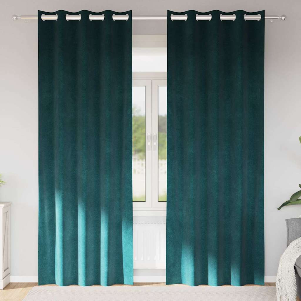 Függönyök függönyökkel 2 pcs Sötétzöld 140 x 245 cm Bársony