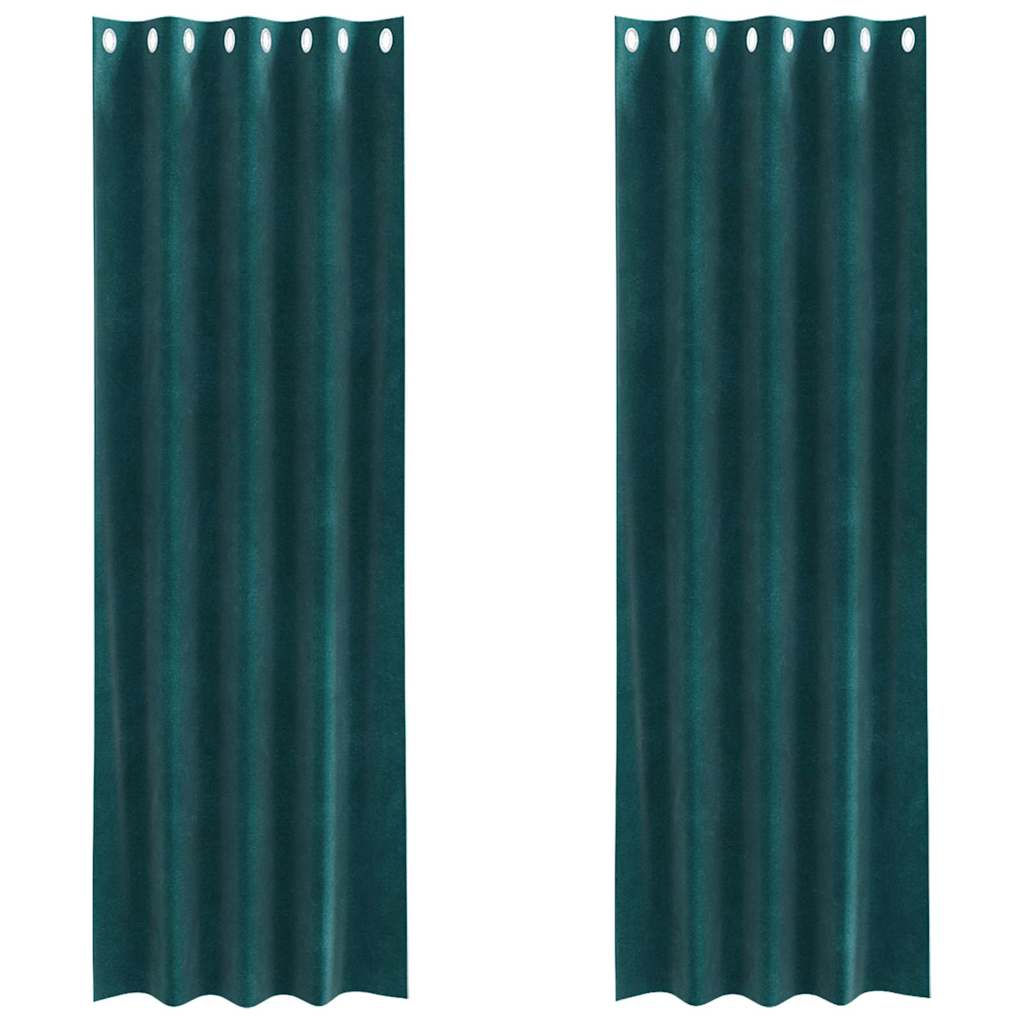 Függönyök függönyökkel 2 pcs Sötétzöld 140 x 245 cm Bársony