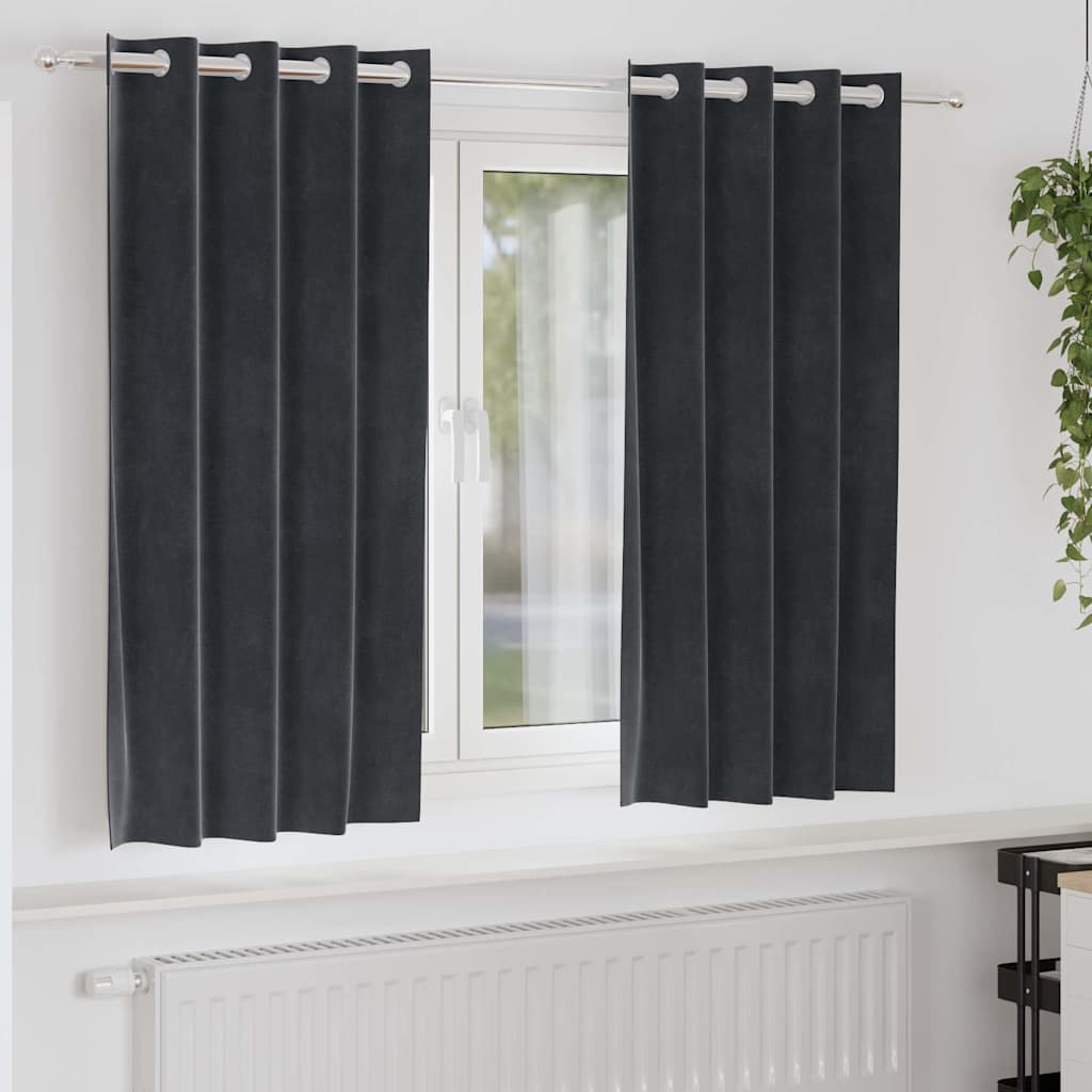Függönyök függönyökkel 2 pcs Sötétszürke 140 x 175 cm Bársony