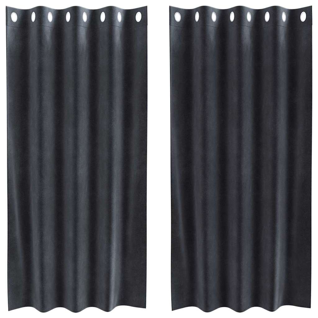 Függönyök függönyökkel 2 pcs Sötétszürke 140 x 175 cm Bársony