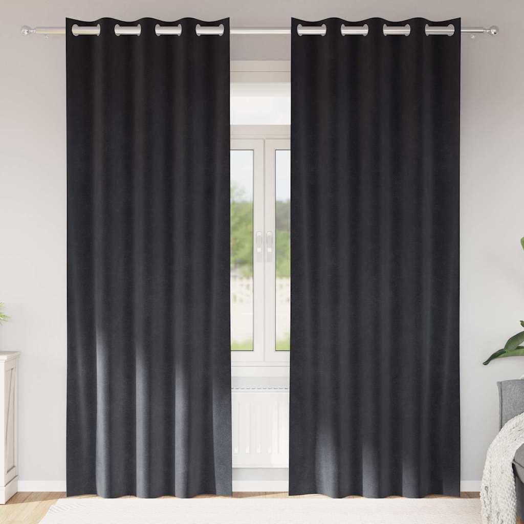 Függönyök függönyökkel 2 pcs Sötétszürke 140 x 225 cm Bársony