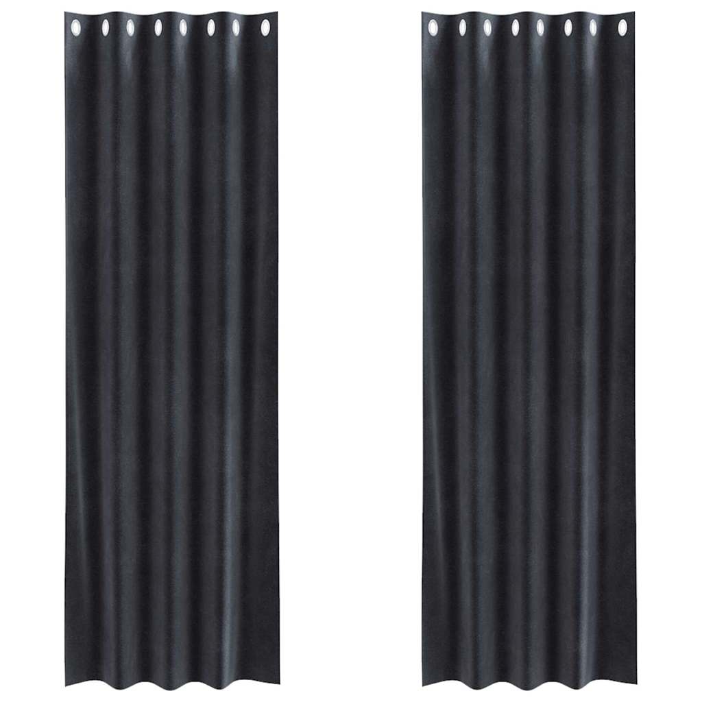 Függönyök függönyökkel 2 pcs Sötétszürke 140 x 245 cm Bársony