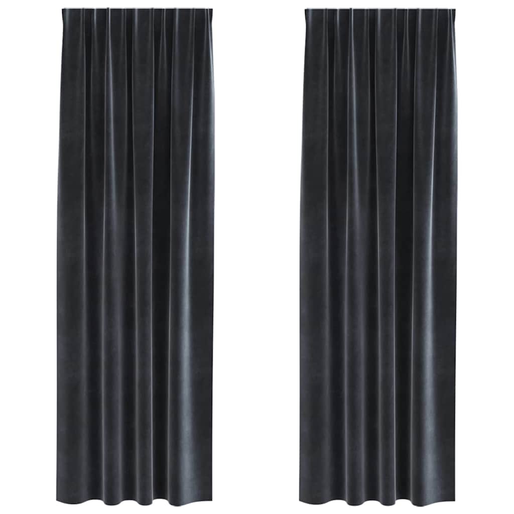 Függönyök függönyökkel 2 pcs Sötétszürke 140 x 225 cm Bársony