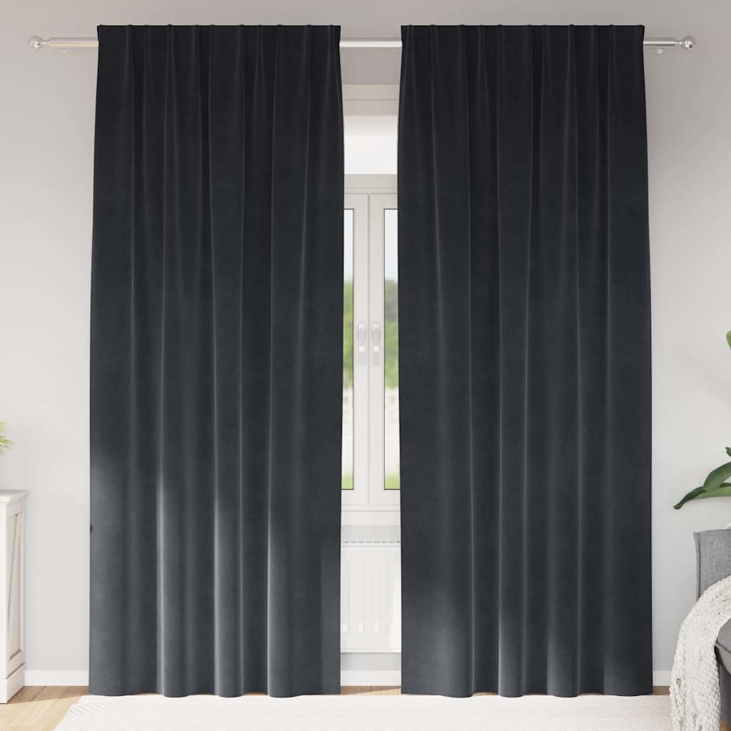 Függönyök függönyökkel 2 pcs Sötétszürke 140 x 245 cm Bársony