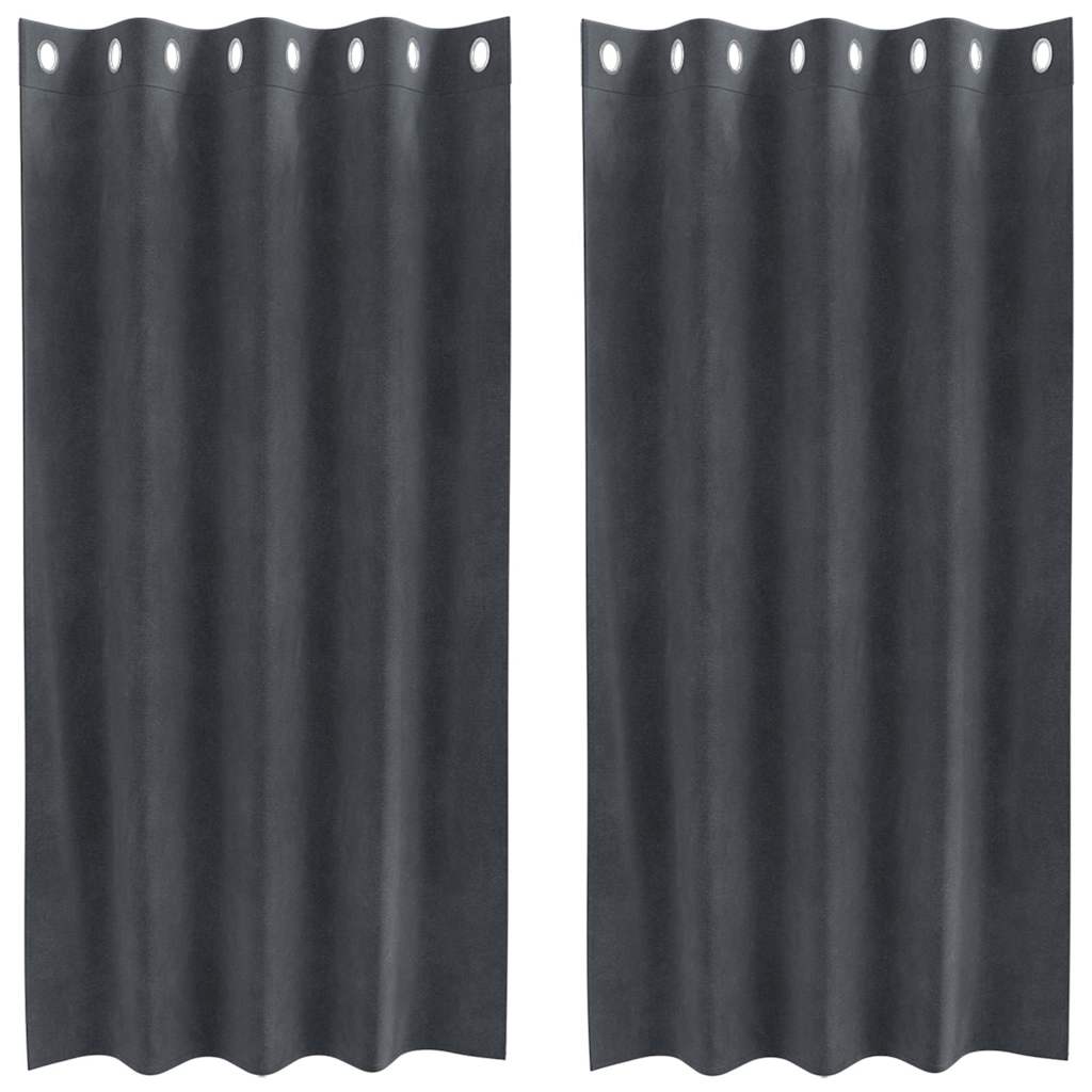 Függönyök függönyökkel 2 pcs Világosszürke 140 x 175 cm Bársony
