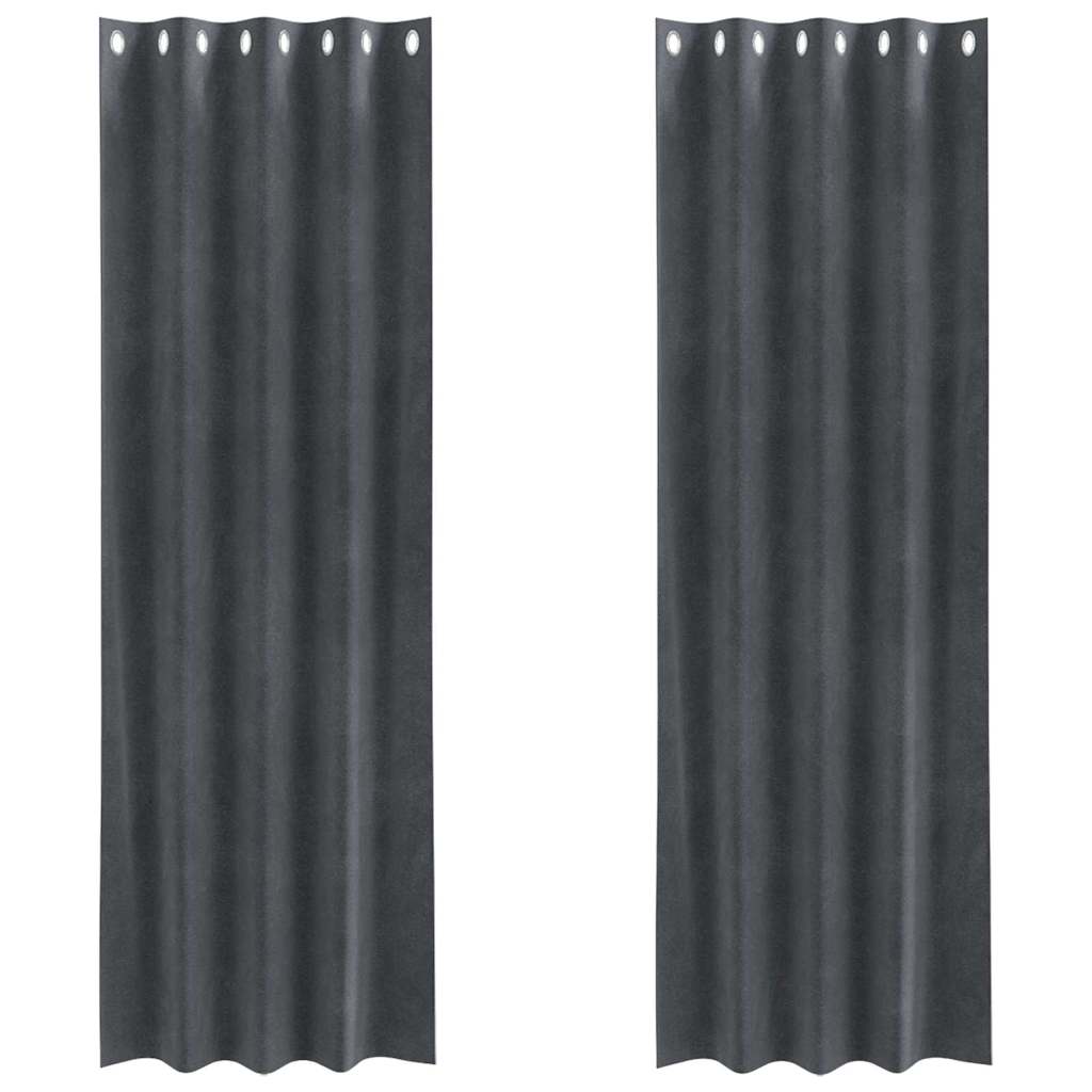 Függönyök függönyökkel 2 pcs Világosszürke 140 x 225 cm Bársony