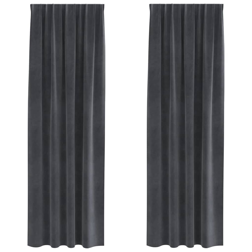 Függönyök függönyökkel 2 pcs Világosszürke 140 x 245 cm Bársony
