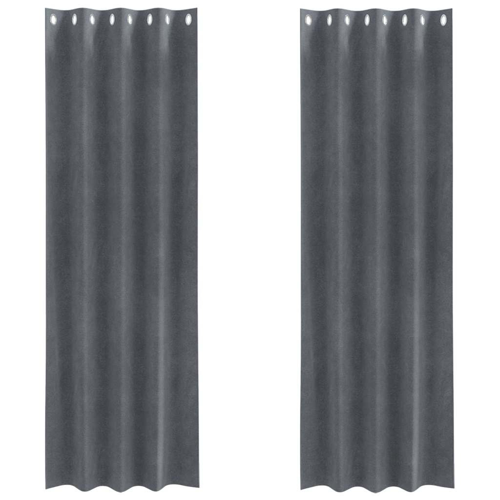 Függönyök függönyökkel 2 pcs Világosszürke 140 x 260 cm Bársony