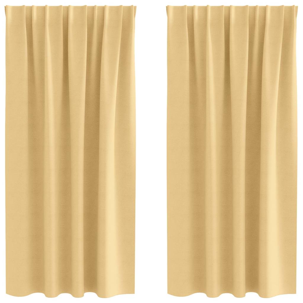 Függönyök függönyökkel 2 pcs Bézs Poliészter