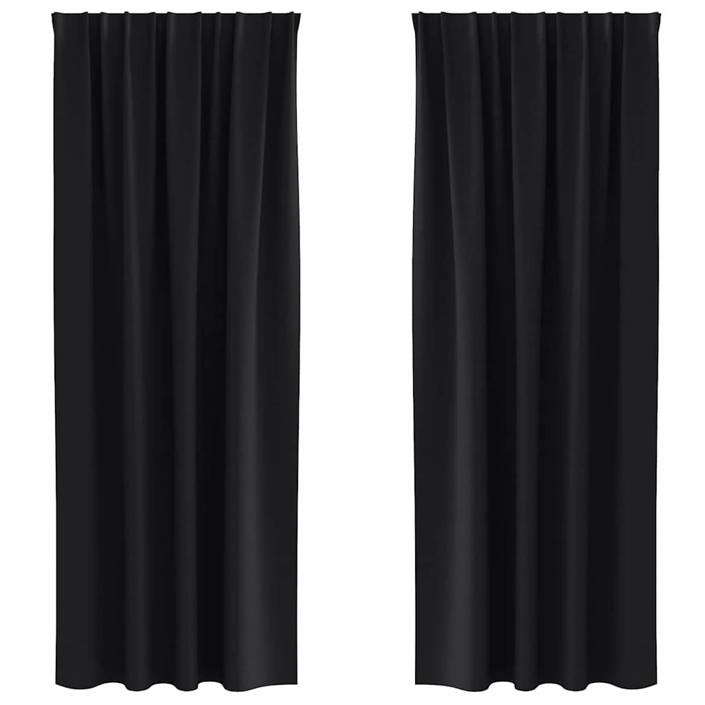 Függönyök függönyökkel 2 pcs Fekete Poliészter