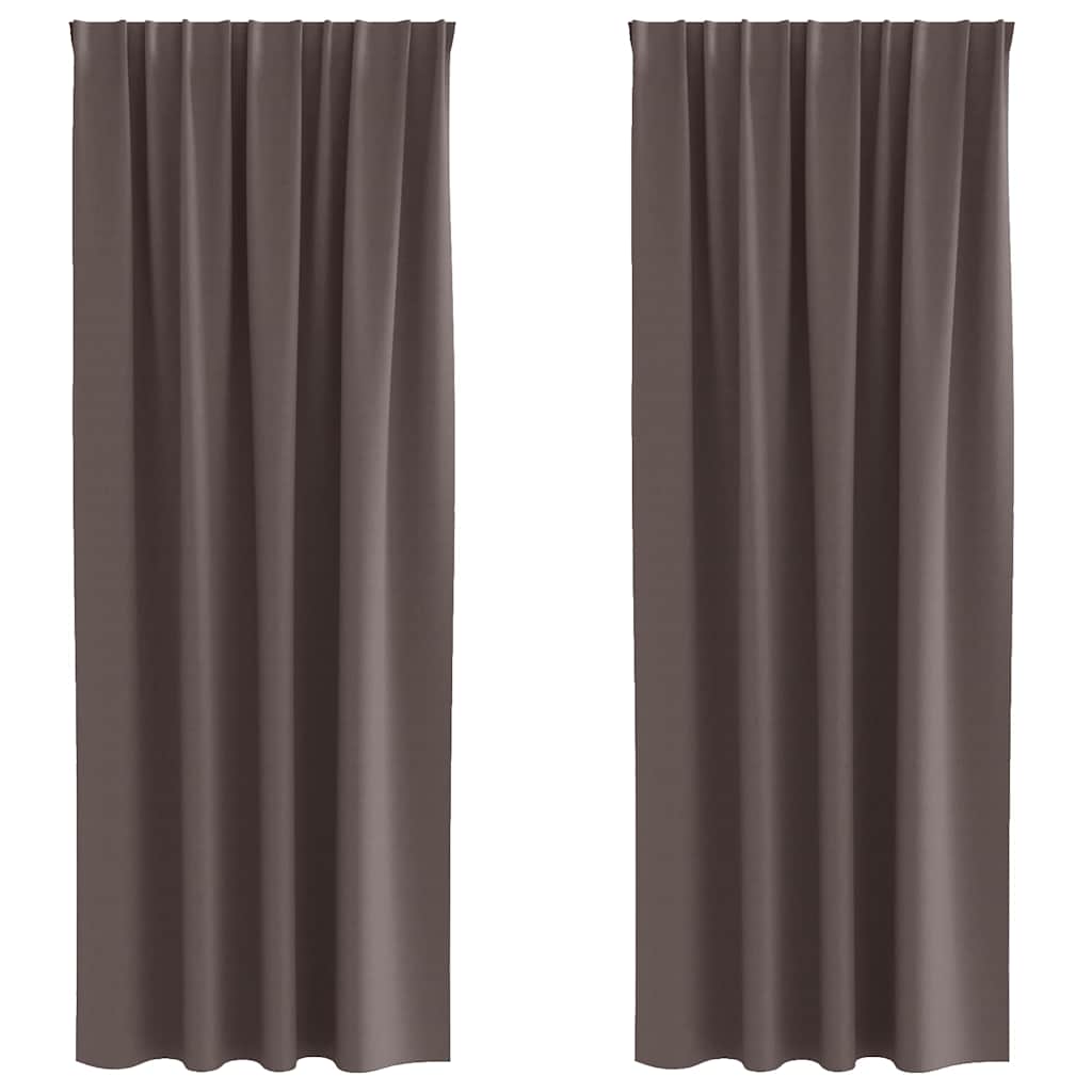 Függönyök függönyökkel 2 pcs sötétbarna Poliészter