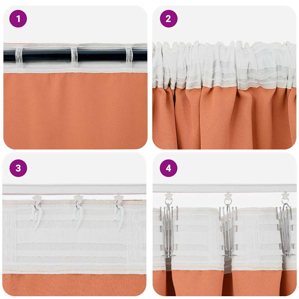 Függönyök függönyökkel 2 pcs Terrakotta Poliészter