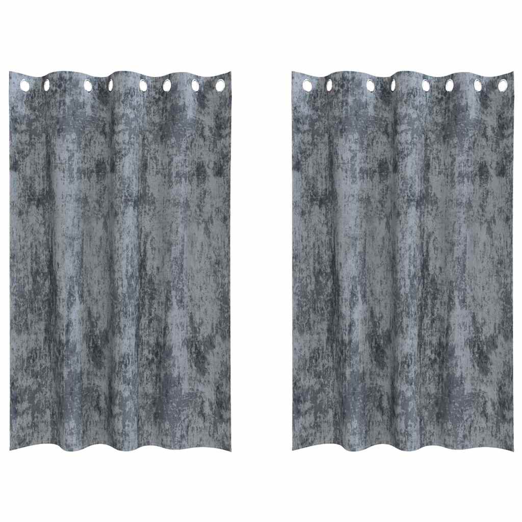 Függöny függönyökkel 2 pcs Ezüst Szürke 175 x 140 cm Bársony