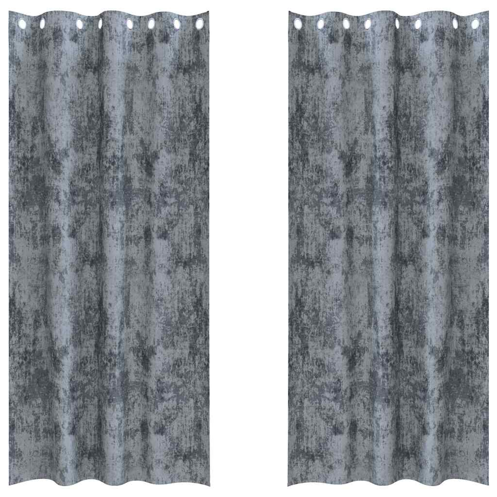 Függöny függönyökkel 2 pcs Ezüst szürke 260 x 140 cm Bársony