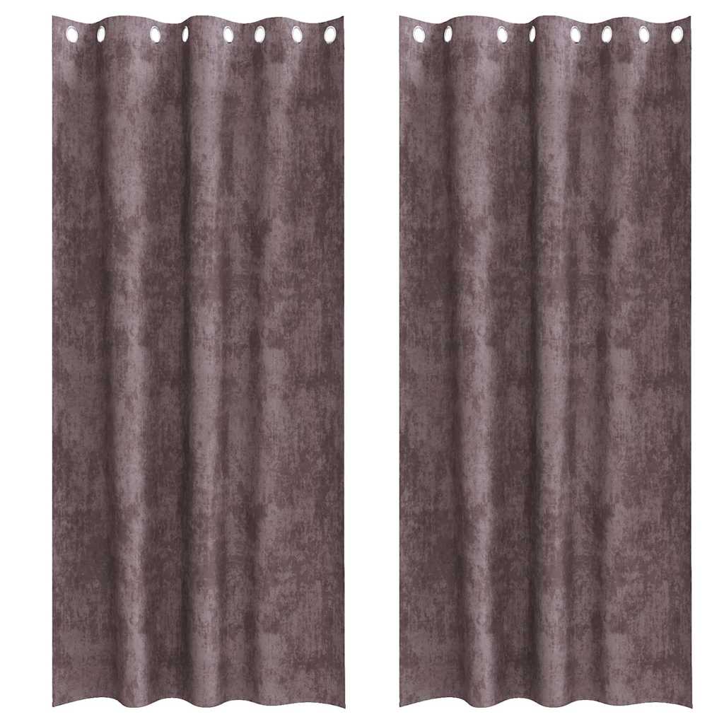 Függöny függönyökkel 2 pcs Barna 225 x 140 cm Bársony