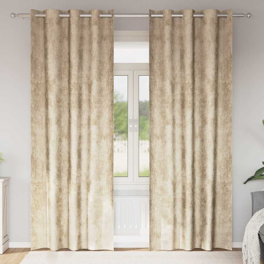 Függöny függönyökkel 2 pcs Krém 245 x 140 cm Bársony