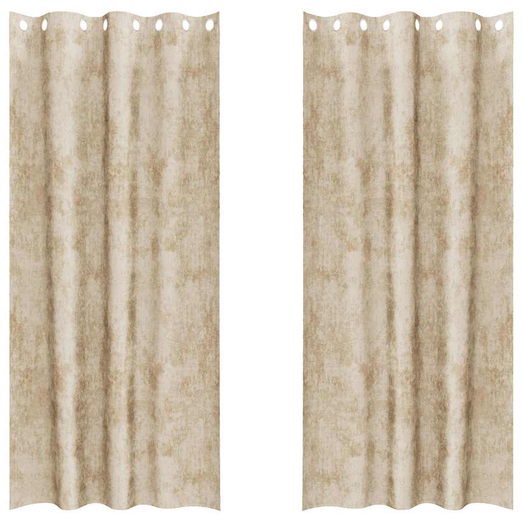 Függöny függönyökkel 2 pcs Krém 245 x 140 cm Bársony