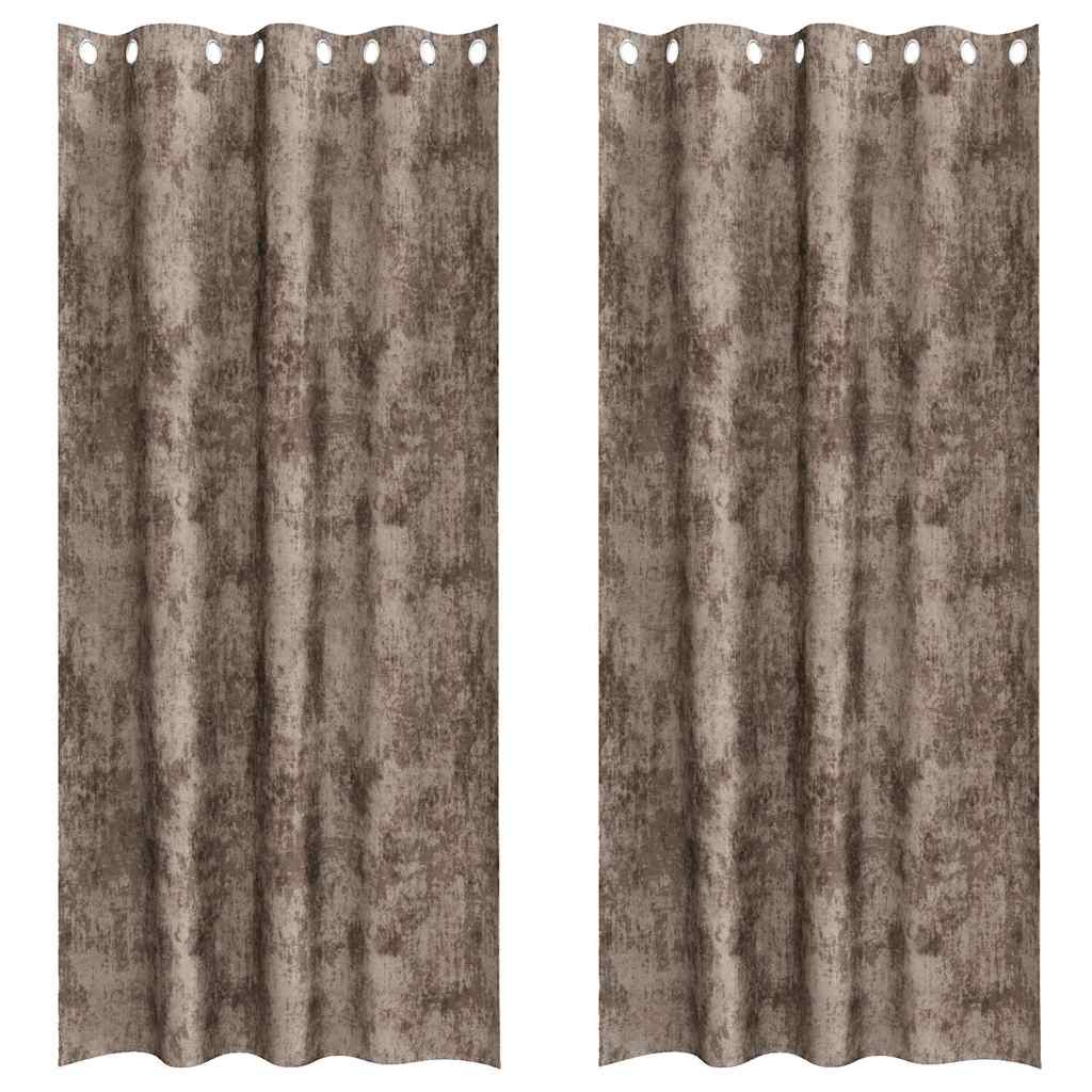 Függöny függönyökkel 2 pcs Cappuccino 260 x 140 cm Bársony