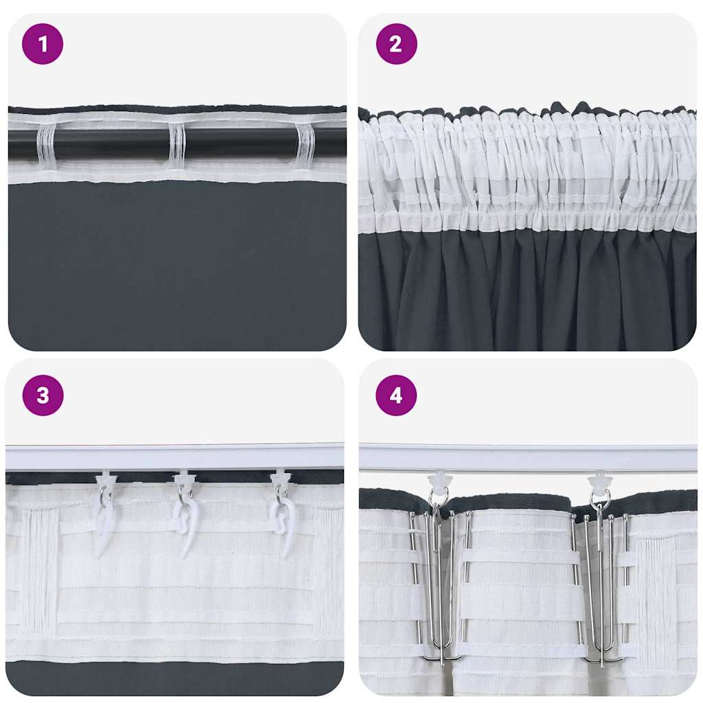 Függöny függönyökkel 2 pcs Ezüst szürke 260 x 140 cm Bársony