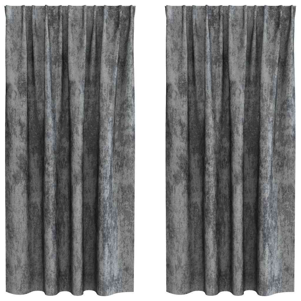 Függöny függönyökkel 2 pcs Szürke 175 x 140 cm Bársony
