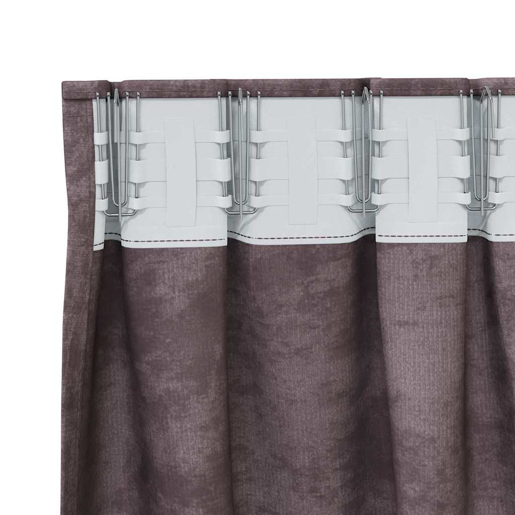 Függöny függönyökkel 2 pcs Barna 260 x 140 cm Bársony