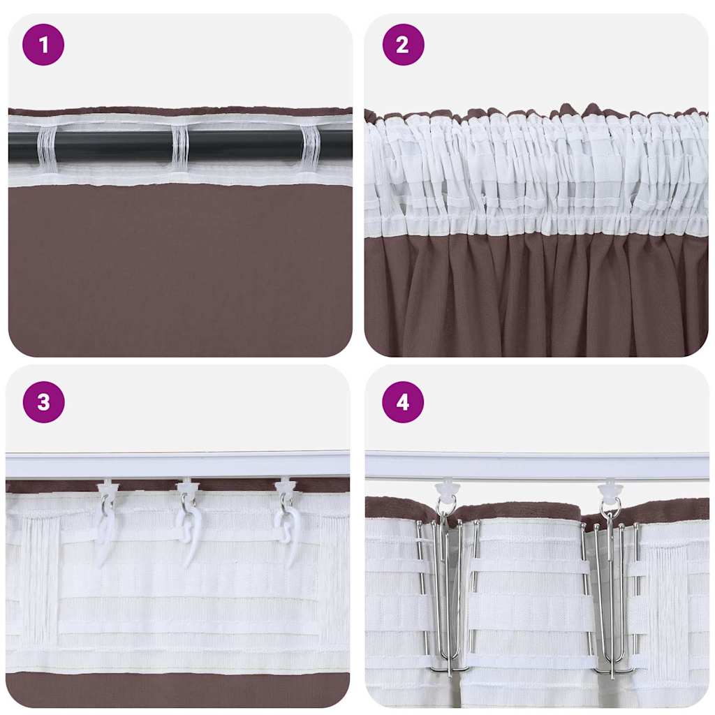 Függöny függönyökkel 2 pcs Barna 260 x 140 cm Bársony