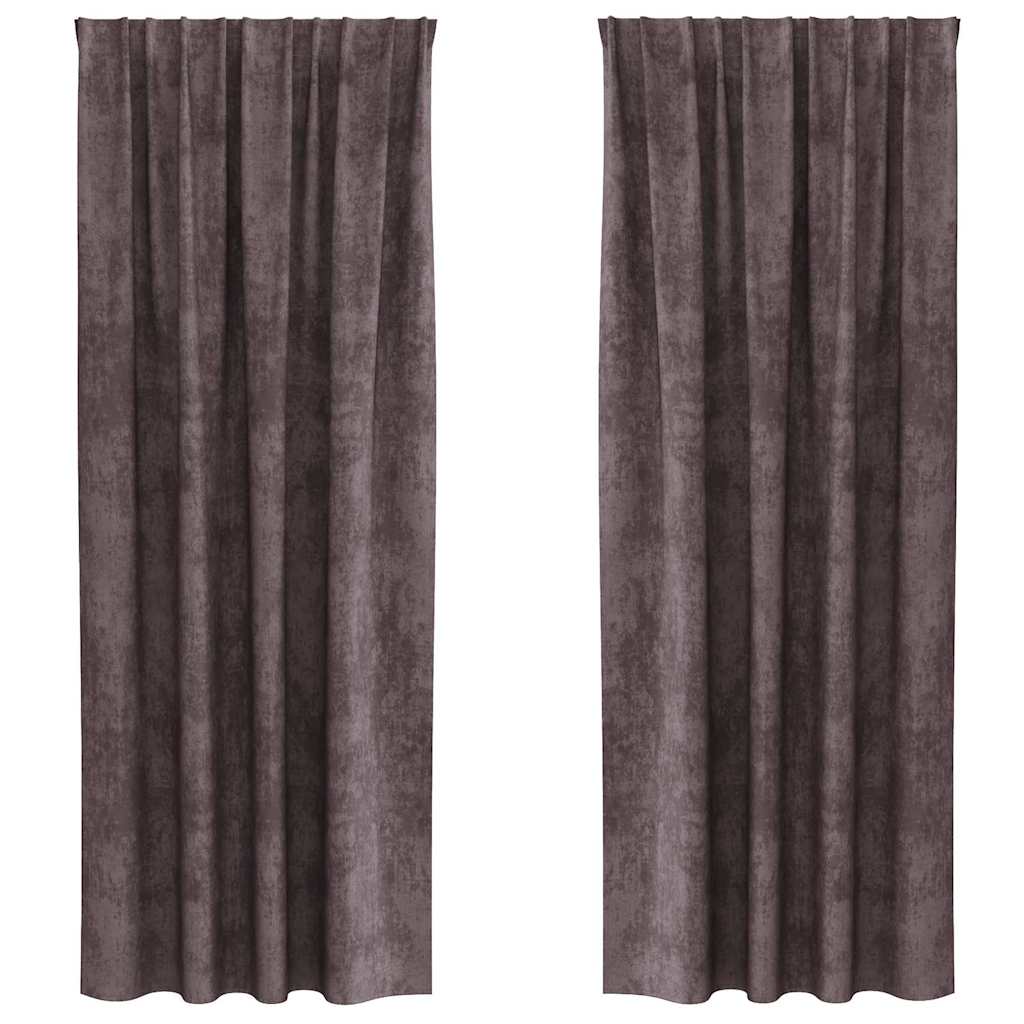 Függöny függönyökkel 2 pcs Barna 260 x 140 cm Bársony