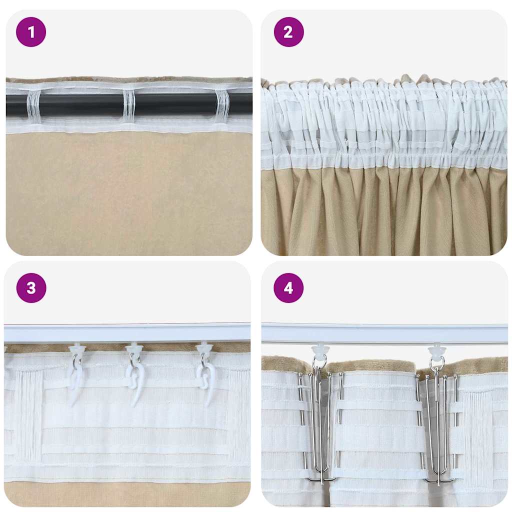 Függöny függönyökkel 2 pcs Krém 245 x 140 cm Bársony
