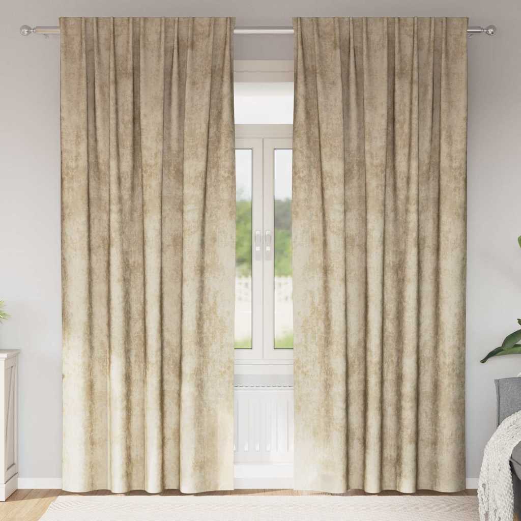 Függöny függönyökkel 2 pcs Krém 245 x 140 cm Bársony